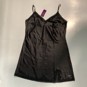 Lascana Black Satin Chemise Sz 14